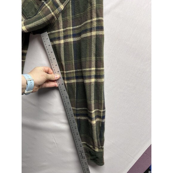 Orvis Flannel Shirt Jacket Mens XXL Olive Green Plaid Shacket W/Pockets - Picture 8 of 9